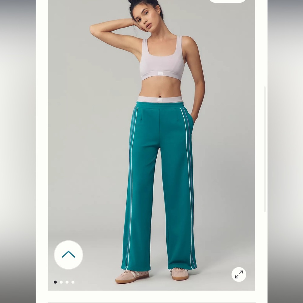 Anthropologie Teal Track Pants with White Accents- ARAMINTA JAMES